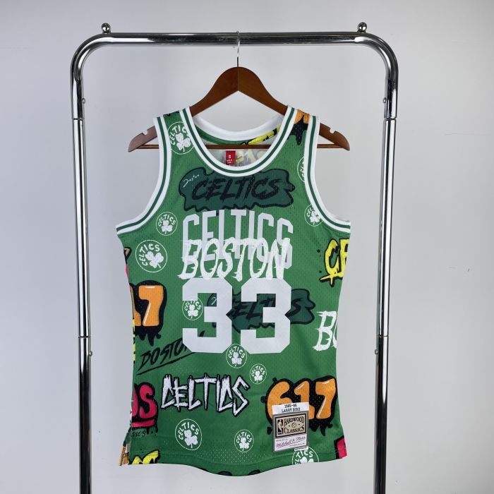 Boston Celtics NBA retro shirt 8586 Season Doodle Version BIRD 33