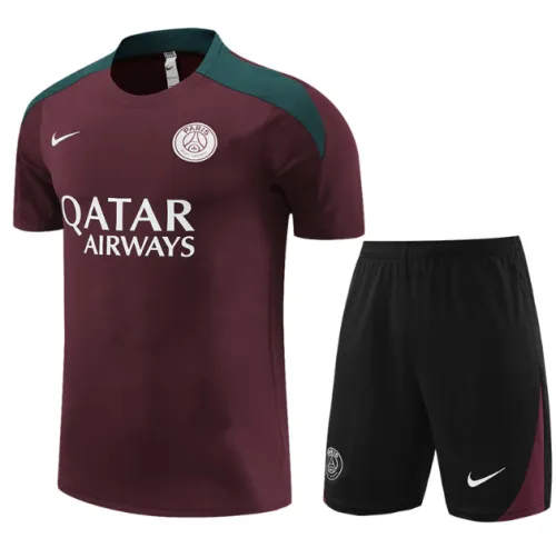 Paris Saint-Germain PSG 2024/2025 short sleeve and shorts tracksuit maroon NK