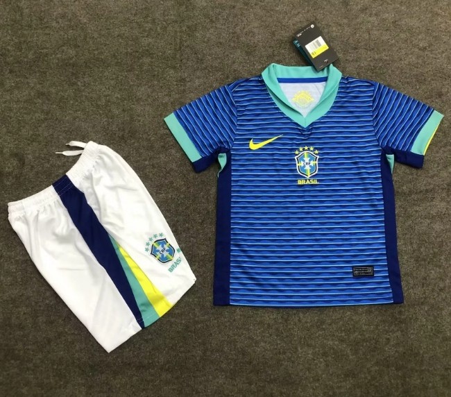 Brazil Nation team 2024 away full set kit (Adult and Kids) Neymar JR.