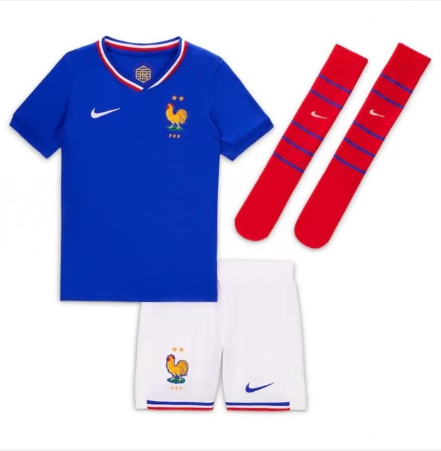 France Nation team 2024 home full set kit (Adult and Kids)  Mbappe