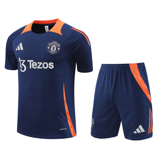 Manchester United 2024/2025 short sleeve and shorts tracksuit royal blue