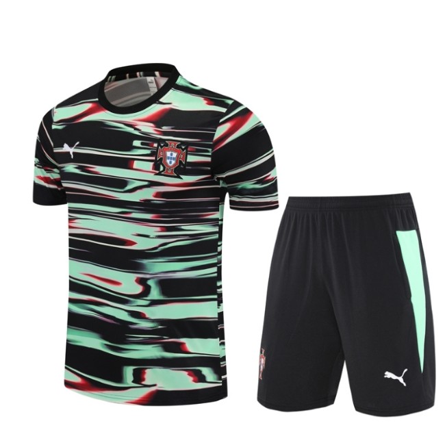 Portugal 2025 short sleeve tracksuit black and green