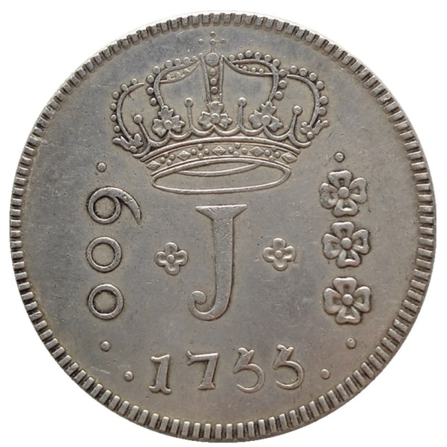 1755 Brazil 600 Reis-Jose I Silver Plated Copy Coin Size 37mm