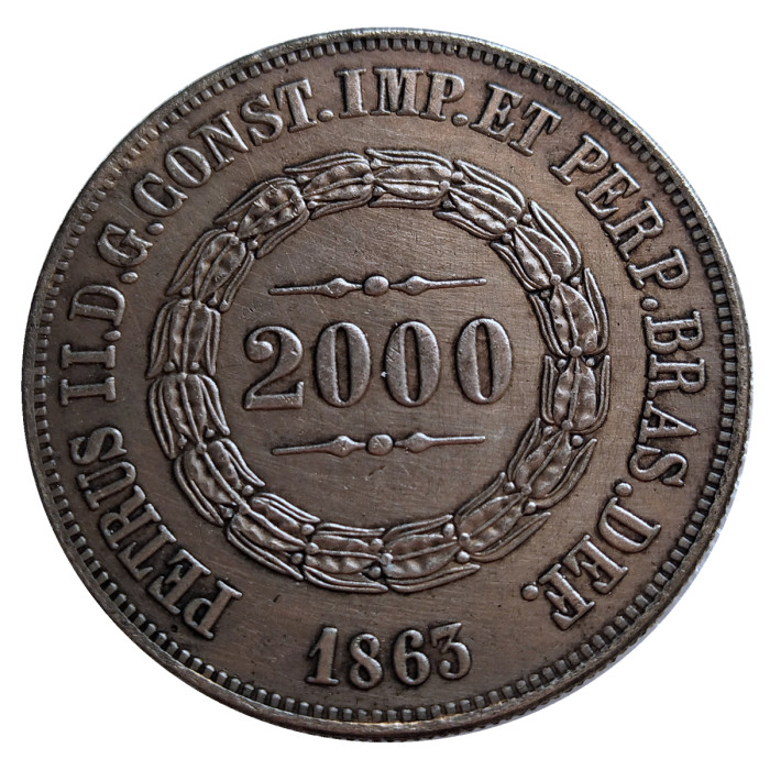 (1853-1867)12pcs Brazil 2000 Reis Silver Plated Copy Coins