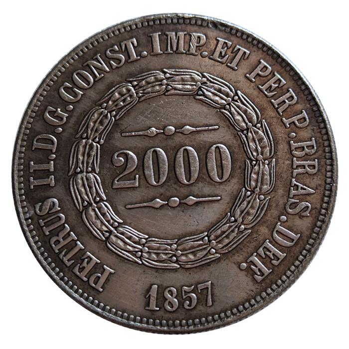 (1853-1867)12pcs Brazil 2000 Reis Silver Plated Copy Coins