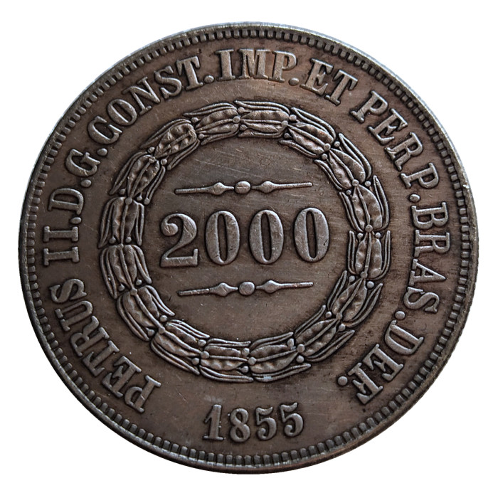 (1853-1867)12pcs Brazil 2000 Reis Silver Plated Copy Coins