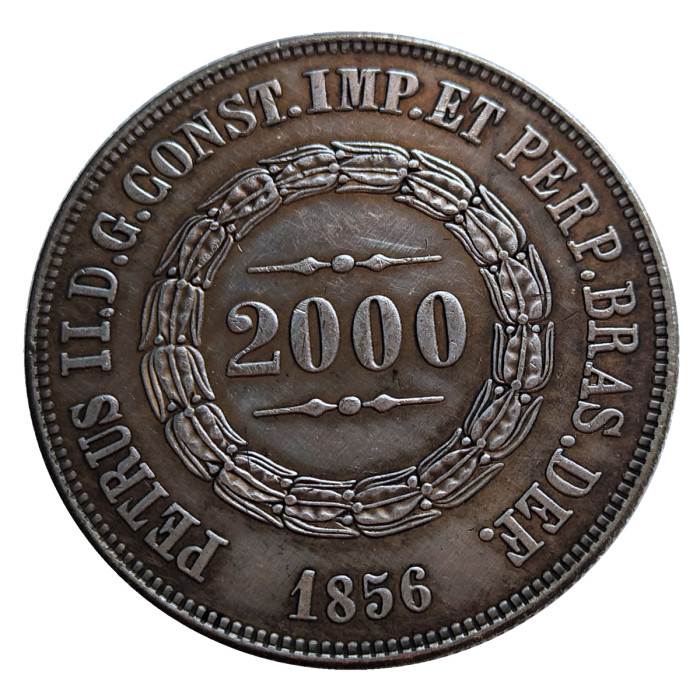 (1853-1867)12pcs Brazil 2000 Reis Silver Plated Copy Coins