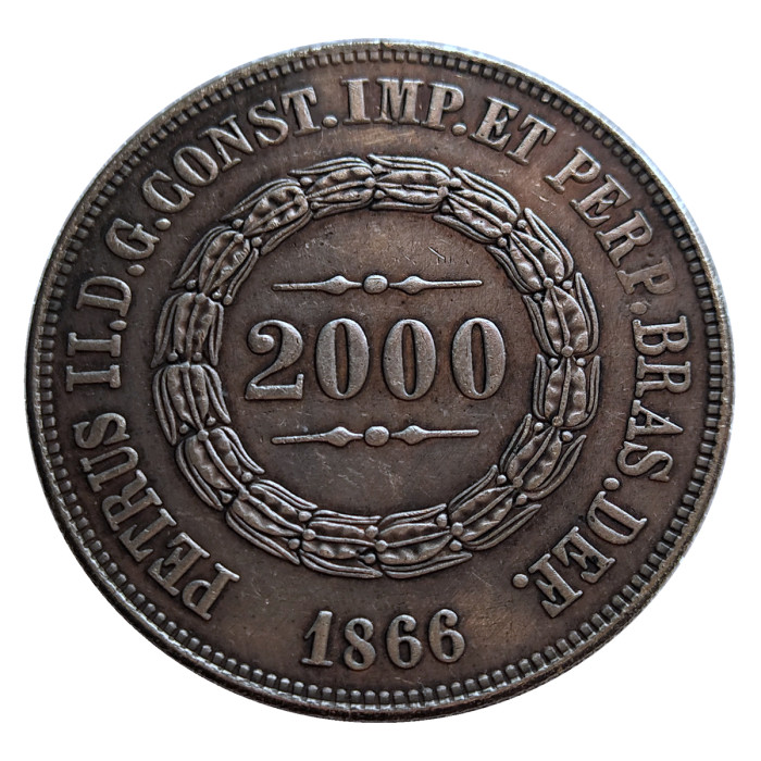 (1853-1867)12pcs Brazil 2000 Reis Silver Plated Copy Coins