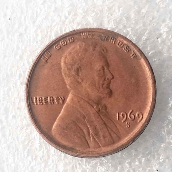 PCGS 1969-S MS62RB 1C Lincoln Penny US Coin One Cent Copper Currency Transparent Box