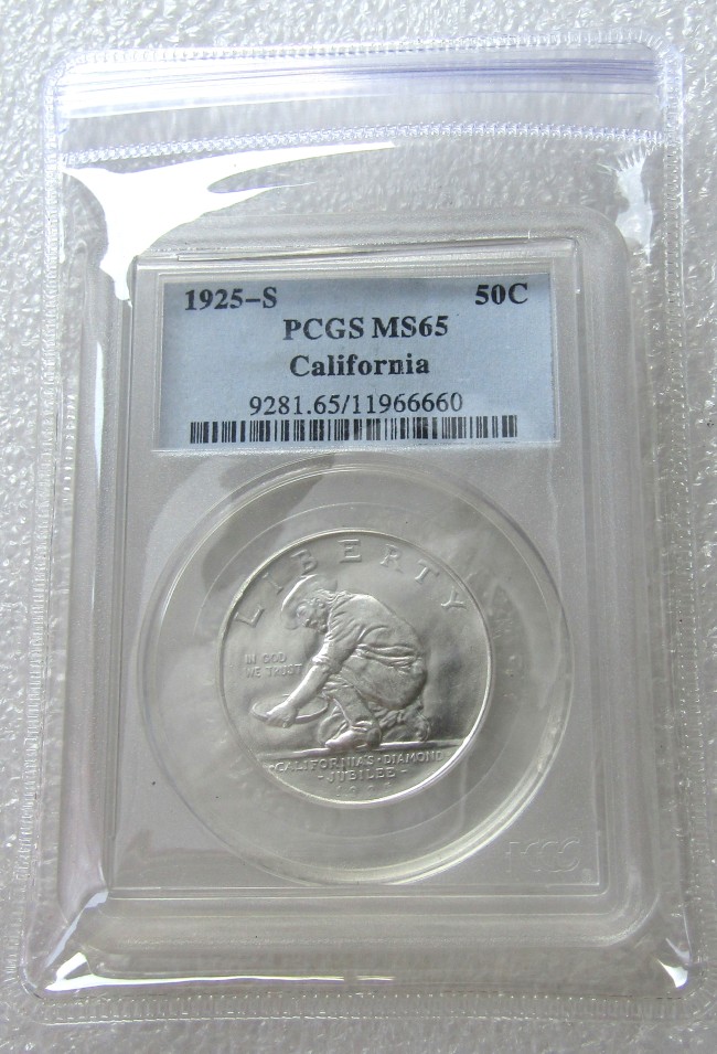 PCGS 1925-S MS65 50C California Jubilee Half Dollar Coin Transparent Box