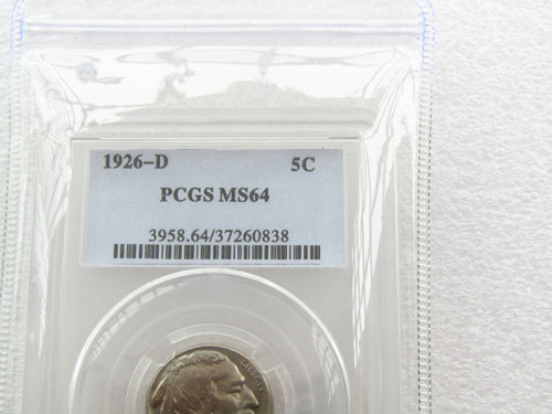 PCGS 1926-D  MS64 5C  Buffalo Nickel Five Cents  US Coin Transparent Box