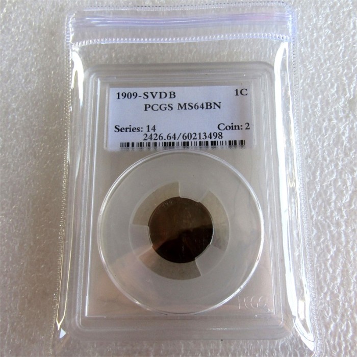 PCGS 1909-S-VDB MS64BN 1C Lincoln Penny US Coin One Cent Copper Currency Transparent Box