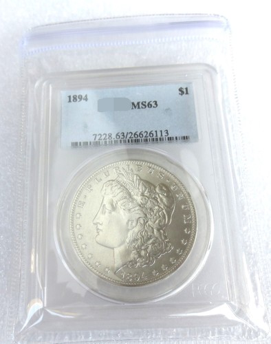PCGS 1894 MS63 $1 Morgan Dollar Coin Transparent Box
