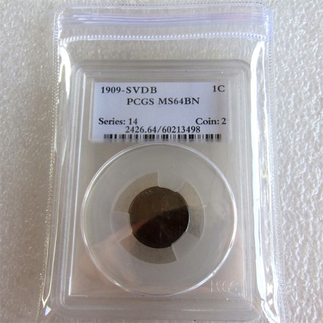 PCGS 1909-S-VDB MS64BN 1C Lincoln Penny US Coin One Cent Copper Currency Transparent Box