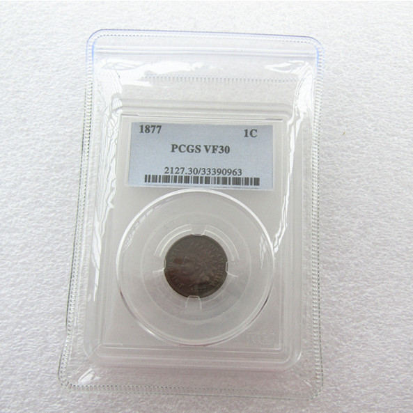 PCGS 1877 VF30 1C Indian Cent US Coin One Cent Copper Currency Transparent Box