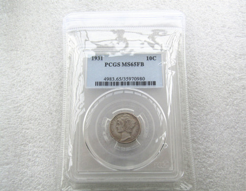 PCGS 1931 MS65FB 10C Mercury Dime US Coin Currency Senior Transparent Box