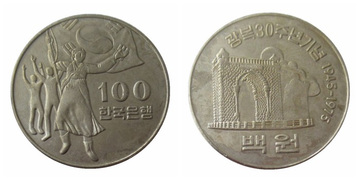 Korea 100 Won 1945-1975 Nickel Plated Coins Copy KR10