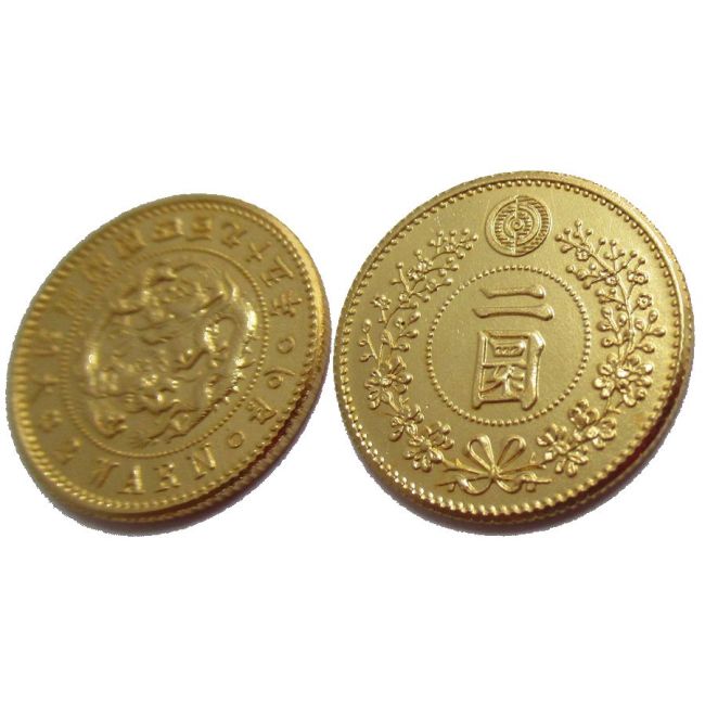 KR27 Korea Kingdom of Joseon, 2 Warn (King Gojong) 495 Gold Plated Copy Coin