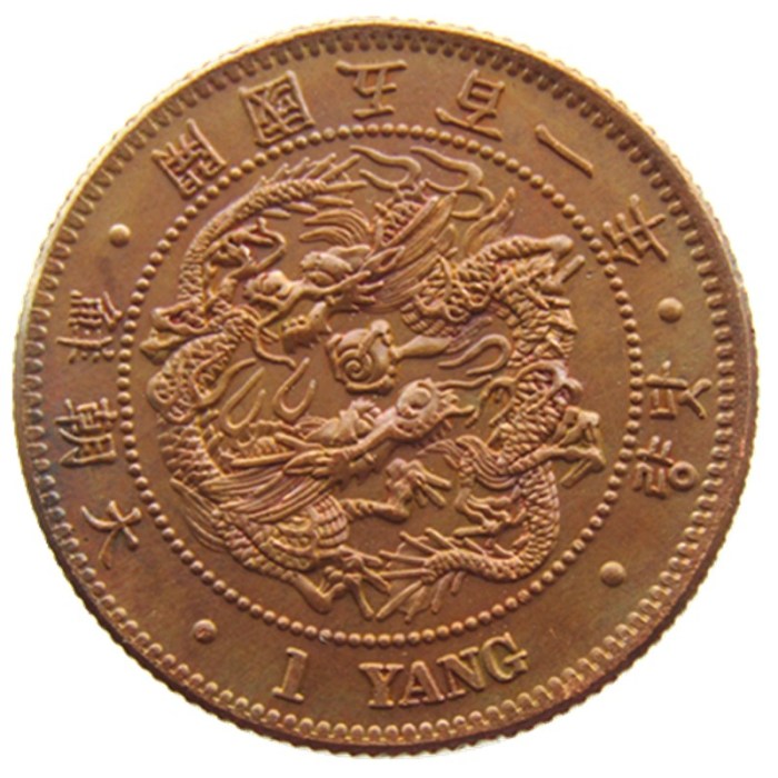 Korea Asia Korea Kingdom of Joseon 1 Yany King Gojong 501 Copper/ Silver Plated Coins Copy