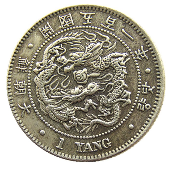 Korea Asia Korea Kingdom of Joseon 1 Yany King Gojong 501 Copper/ Silver Plated Coins Copy