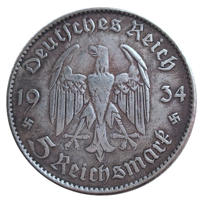 Wholesale Germany 1933-1934 5Mark 50pcs Creative Copy Coin (Lettered Edge)