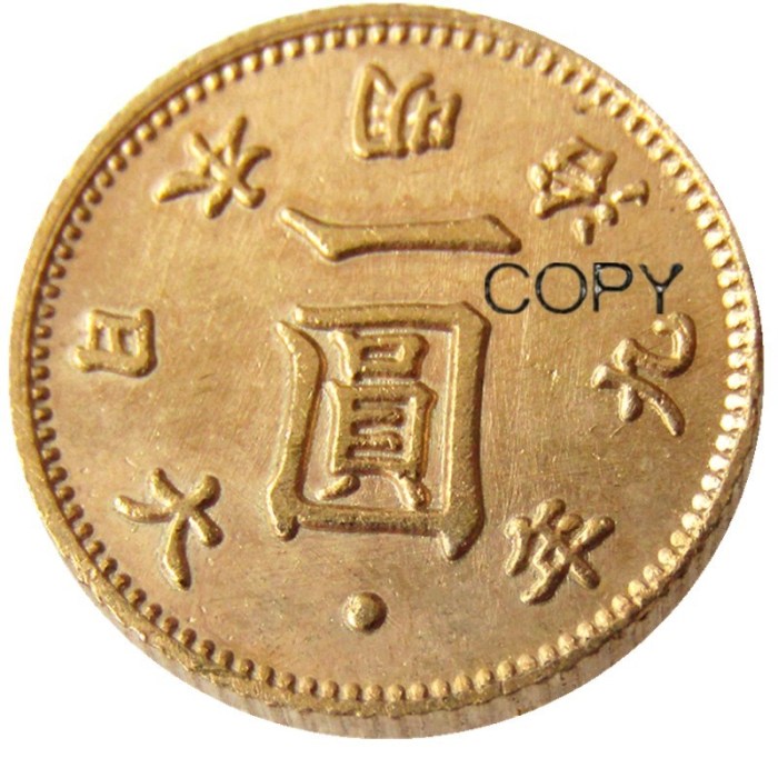 Copy Asia Meiji 9 Year 1 Yen Japan Gold Plated Coin Copy