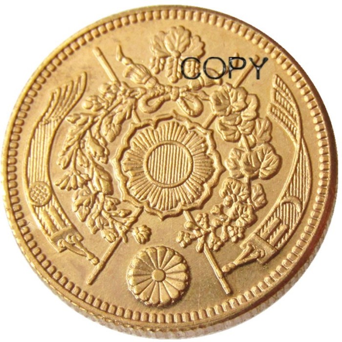 Copy Asia Japan  Asia Meiji 13 Year 2 Yen Gold Plated Coin Copy