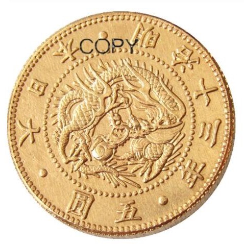 Copy Asia Japan 5 Yen Meiji 13 Year Gold Plated Coin Copy