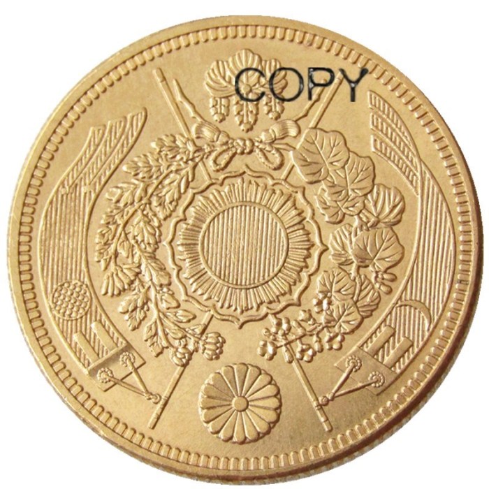 Copy Asia Japan 10 Yen Meiji 9 Year Gold Plated Coin Copy