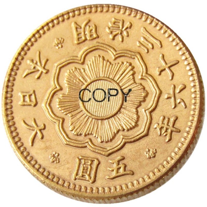 Copy Copy Asia Japan 5 Yen Meiji 36 Year Gold Plated Coin Copy