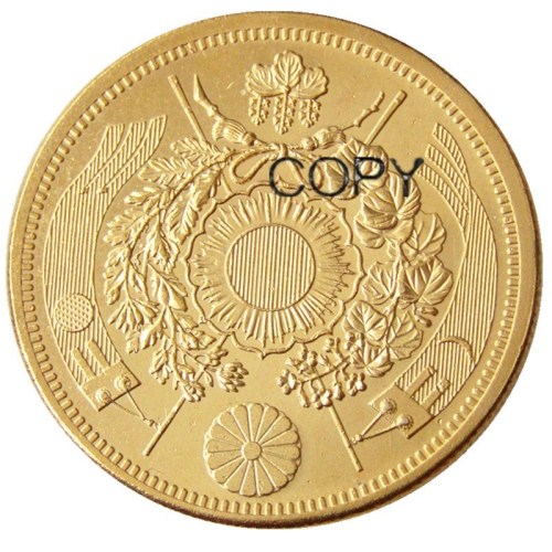Reproduction Japan 20 Yen Gold-Plated Asian Meiji 10 Year Coin Custom Decorative Metal Coins