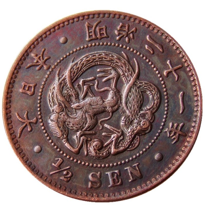 Reproduction Asia Japan 1/2 Sen  - Meiji 21 Year Copper Metal Copy Coins