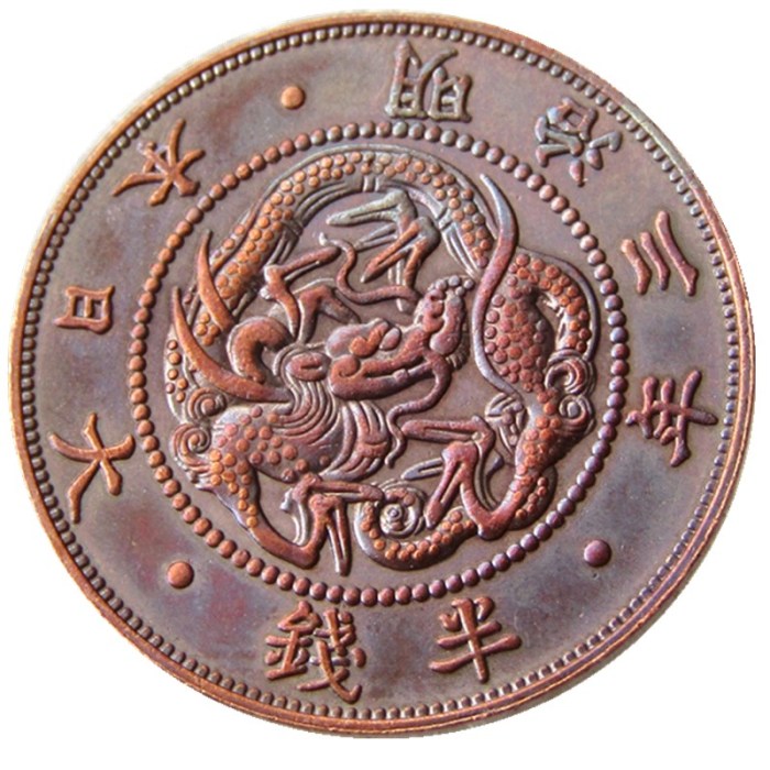 Reproduction Asia Japan 1/2 Sen  - Meiji 3 Year Copper Metal Copy Coins