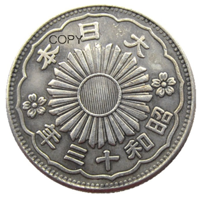 Copy Reproduction Asia Japan 50 Sen - Showa 13 Year Silver Plated Metal Copy Coins