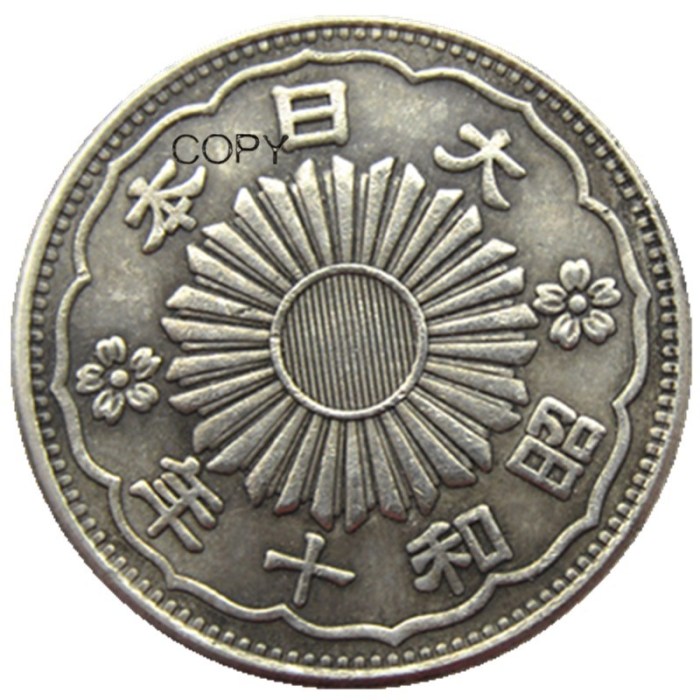 Copy Reproduction Asia Japan 50 Sen - Showa 10 Year Silver Plated Metal Copy Coins
