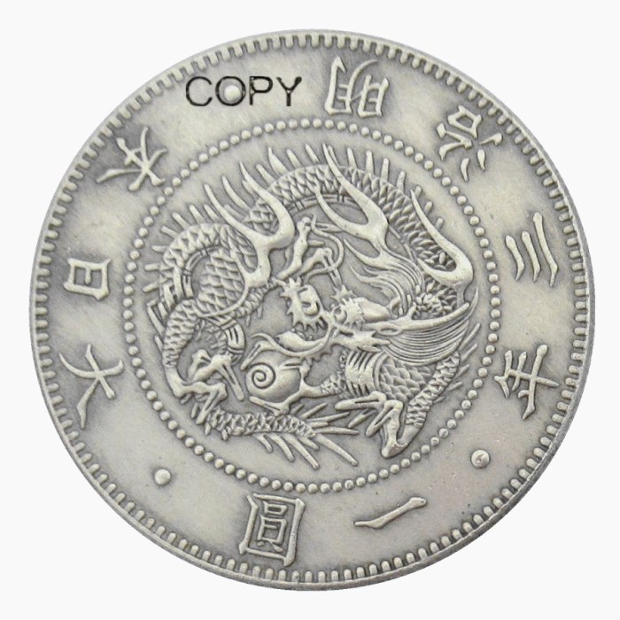 Reproduction Asia Japan Meiji 3 Year Trade Dollar  Silver Plated Metal Copy Coins