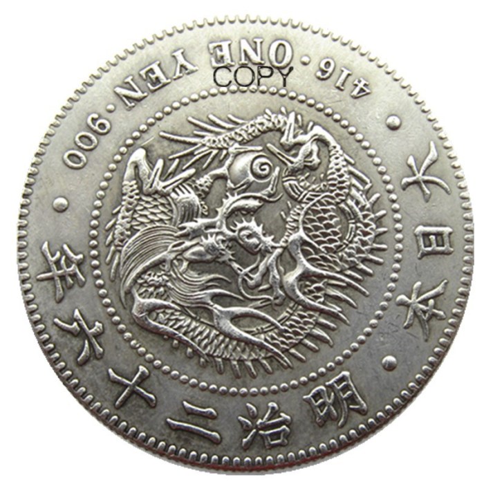 Reproduction Asia Japan Silver 1 Yen - Meiji 26 Year Trade Dollar  Silver Plated Metal Copy Coins