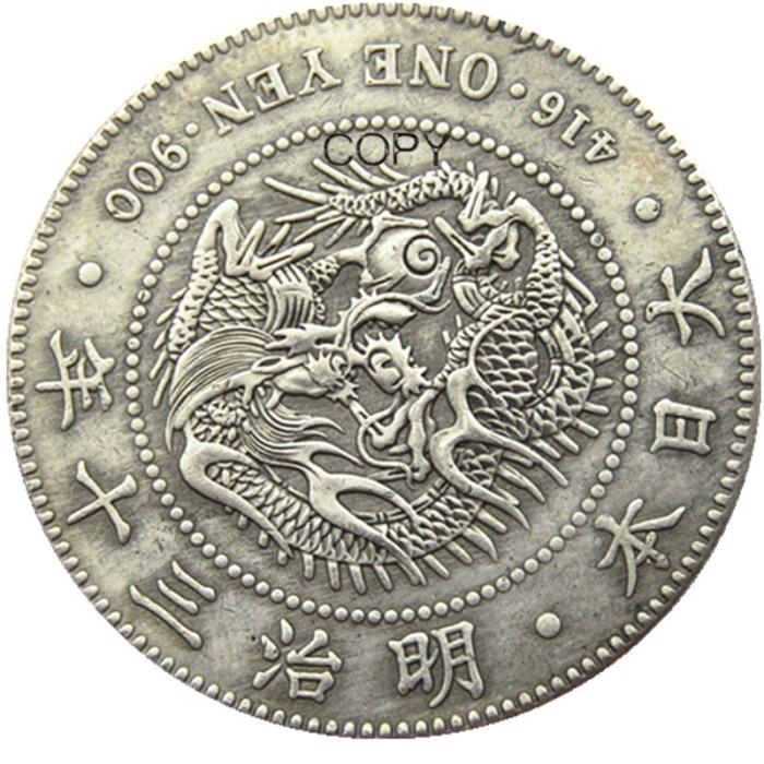 Reproduction Asia Japan 1 Yen - Meiji 30 Year Trade Dollar  Silver Plated Metal Copy Coins