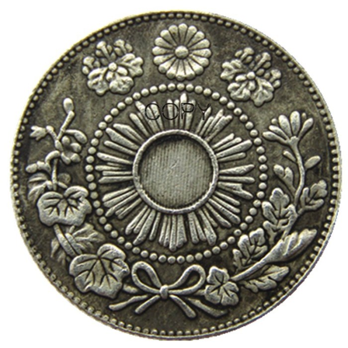 Reproduction Asia Japan 5 Sen - Meiji 4 Year Silver Plated Metal Copy Coins