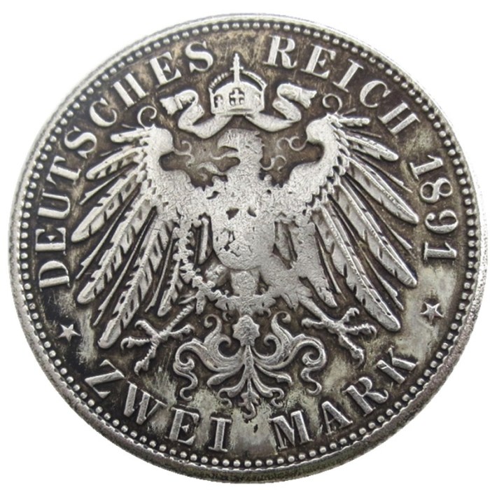 Germany 2 Mark (1891-1913) 11pcs Dates For Chose Silver Plated Copy Coins