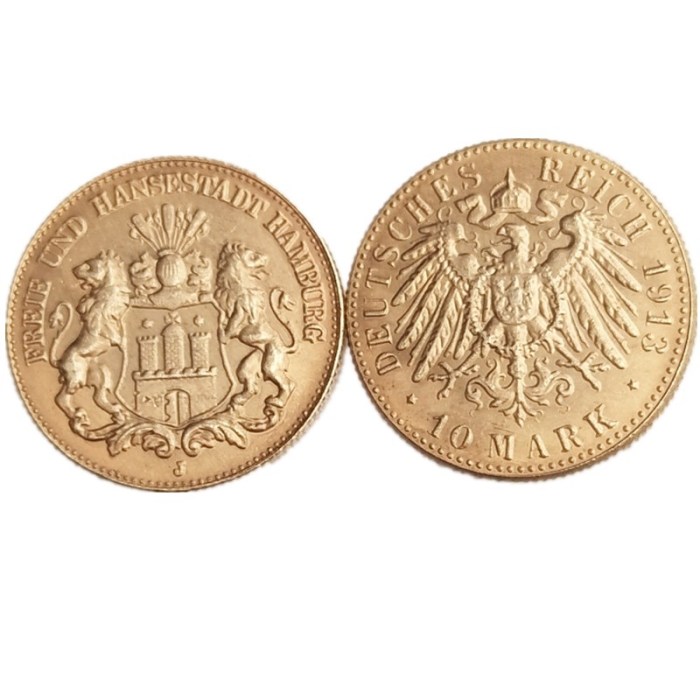Germany 10 Mark 1913 Gold Plated Copy Coins