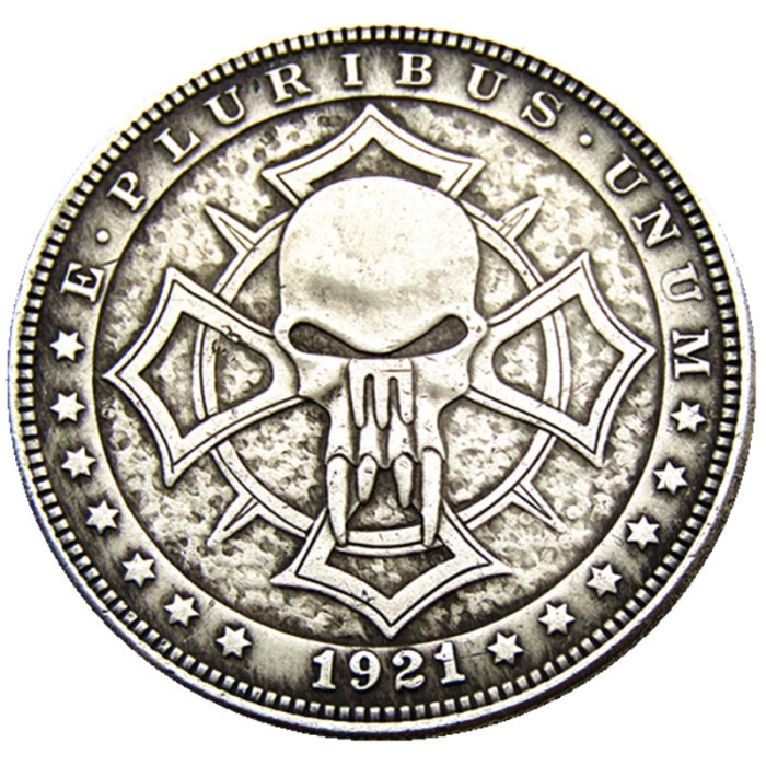 HB64 HOBO US Morgan Silver Plated Dollar skull zombie skeleton Copy Coin