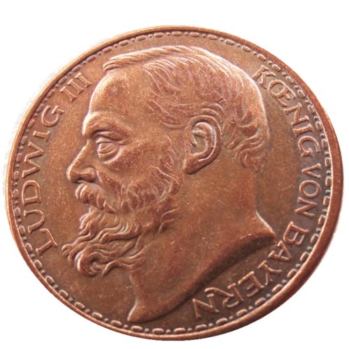 GERMAN 1913 CU Pattern 3 Mark German ST Bavaria Ludwig III Copy Coin