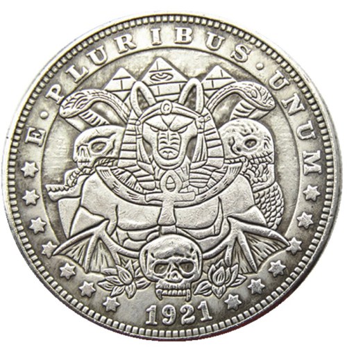 HOBO US Morgan Silver Plated Dollar skull zombie skeleton Copy Coin Type117