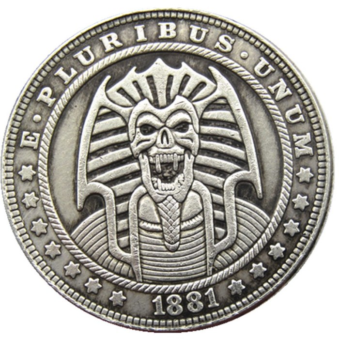HOBO US Morgan Silver Plated Dollar skull zombie skeleton Copy Coin Type126