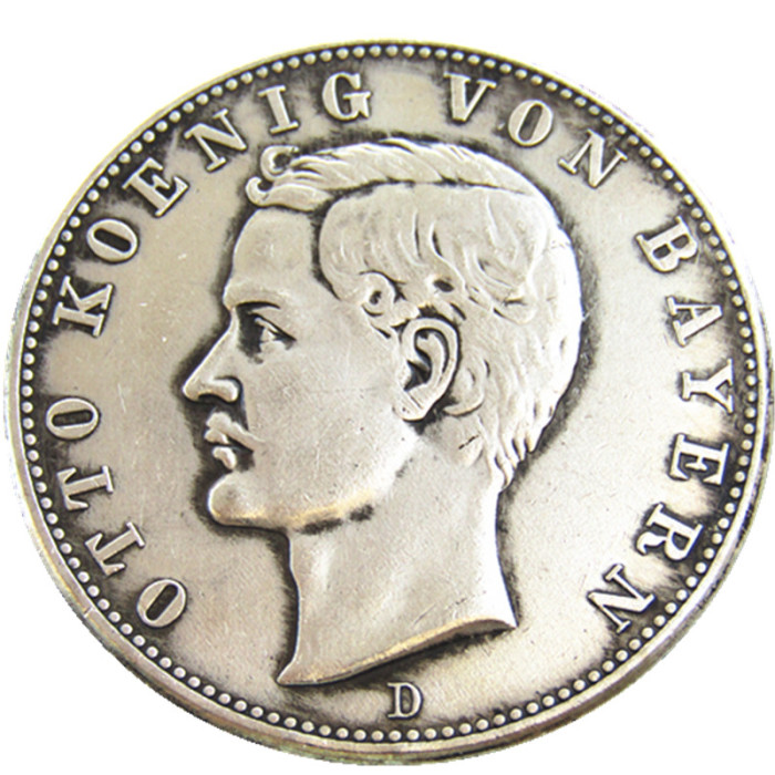 Germany Bavaria coin 5 mark silver 1907D Otto Silver Plated Copy Coins