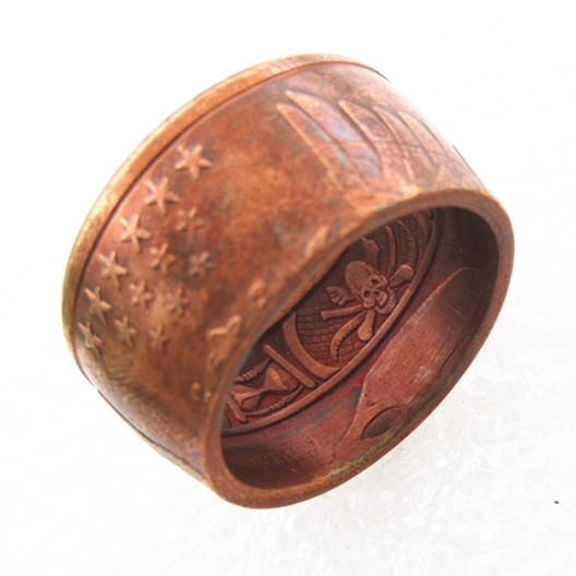 US Momento Mori Copy Coins Copper 'eagle' Ring Handmade In Sizes 8-16