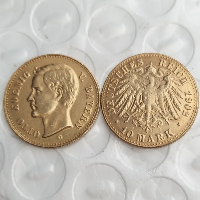 Germany Bavaria 10 Mark Full set(1902-1913) 9pcs Gold Plated Copy Coins