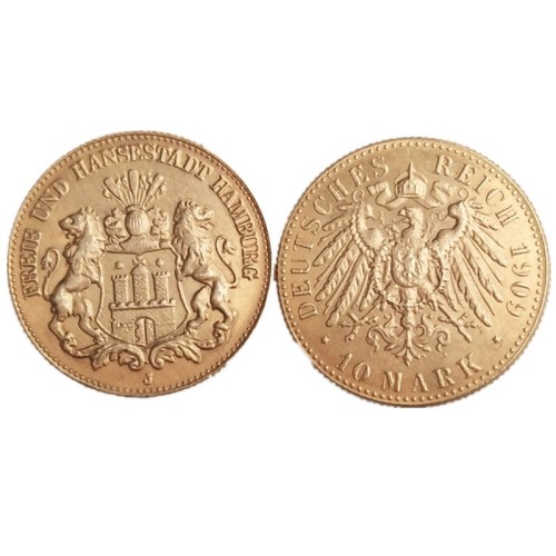 Germany 10 Mark 1909 Gold Plated Copy Coins
