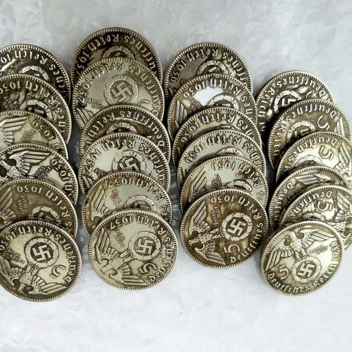 German WW2 Nazi 5 Mark A Set Of(1936-1939ADEFGJ) 24PCS Commemorative Coin Copy